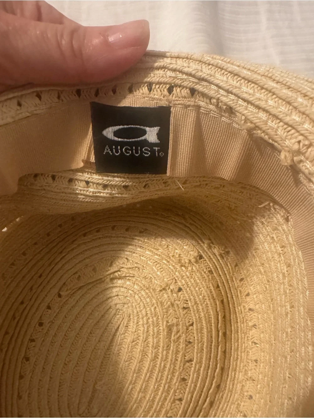 August Hats Beige Straw Cloche with Black Bow